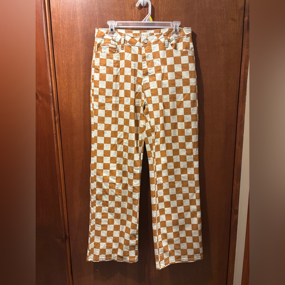 Altar'd State Orange and White Checkered Pants